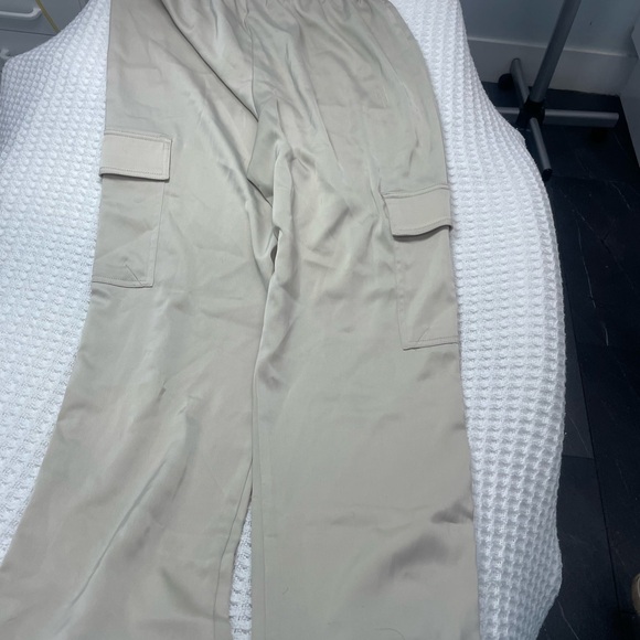 Satin Beige Cargo Pants - Picture 3 of 3